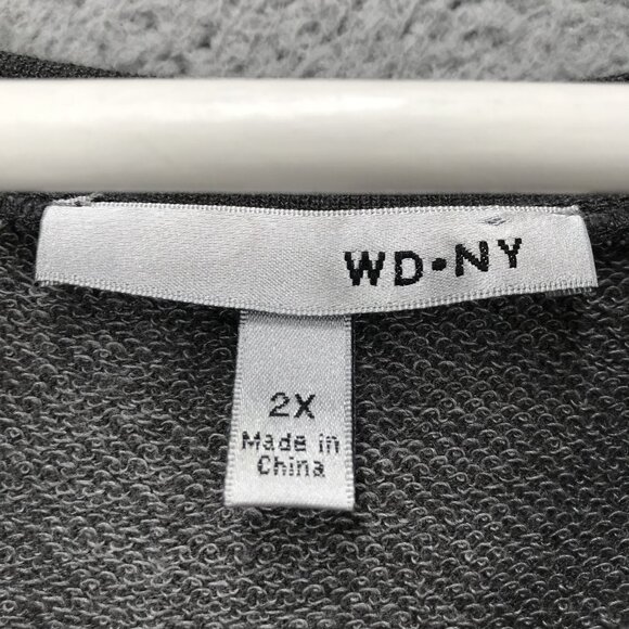 WD.NY Sweater Womens Size 2X Embroidered Floral Gray Crew Pullover Long Sleeve - Picture 6 of 16